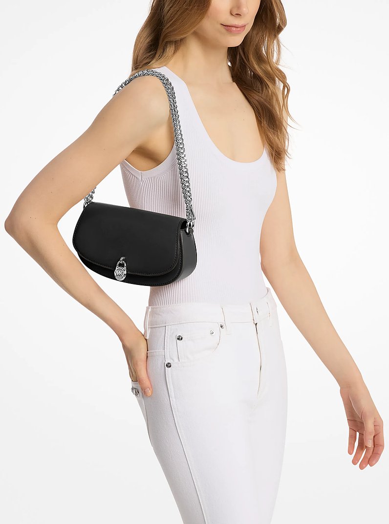 Mila Small Leather Convertible Crossbody Bag in BLACK | Michael Kors