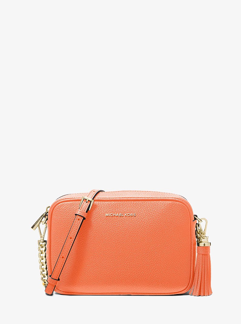 Jet Set Medium Pebbled Leather Crossbody Bag in APRICOT | Michael Kors