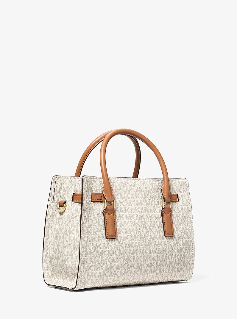 Borsa a tracolla Hamilton Moderne piccola con stampa logo in VANIGLIA/GHIANDA | Michael Kors