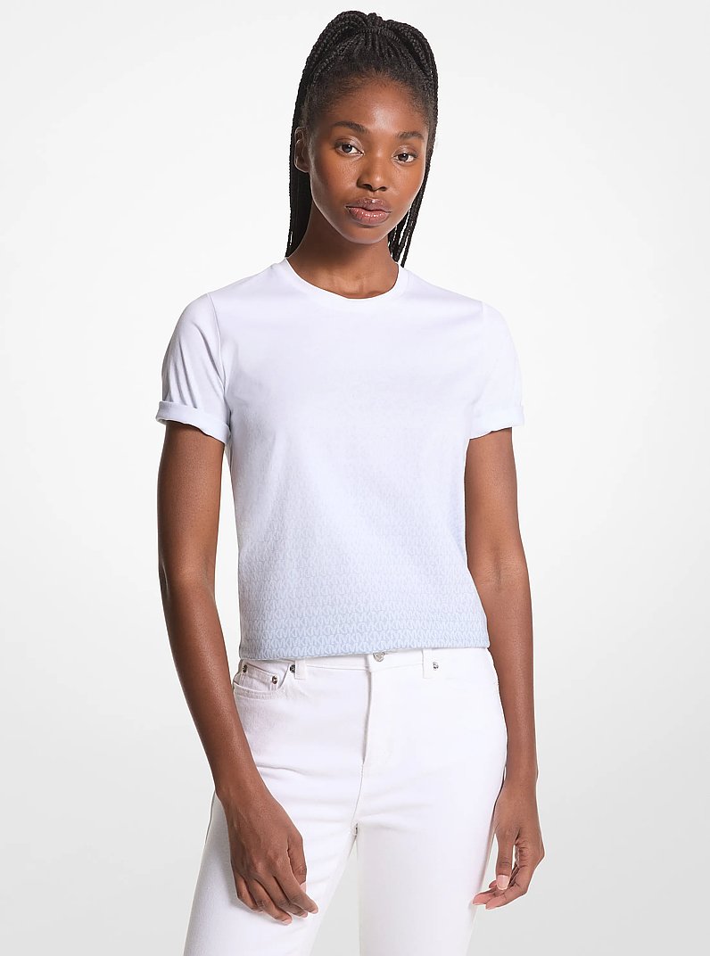 Ombr&eacute; Logo Organic Cotton Jersey T-Shirt in CHAMBRAY | Michael Kors