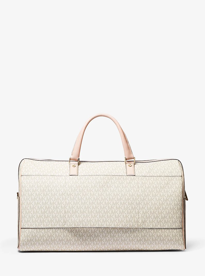 Tr&egrave;s grand sac de fin de semaine Bedford Travel &agrave; logo et &agrave; rayure in VANILLE/ROSE P&Acirc;LE | Michael Kors