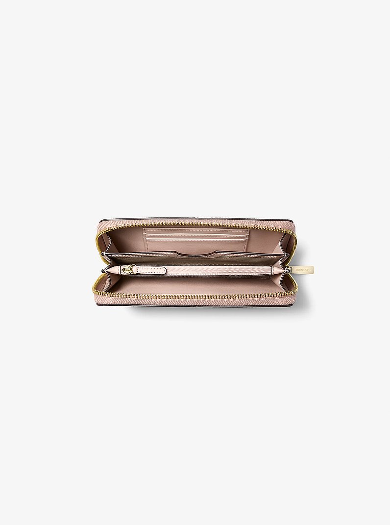 Jet Set Medium Two-Tone Signature Logo Wallet in SFTPNK MULTI | Michael Kors