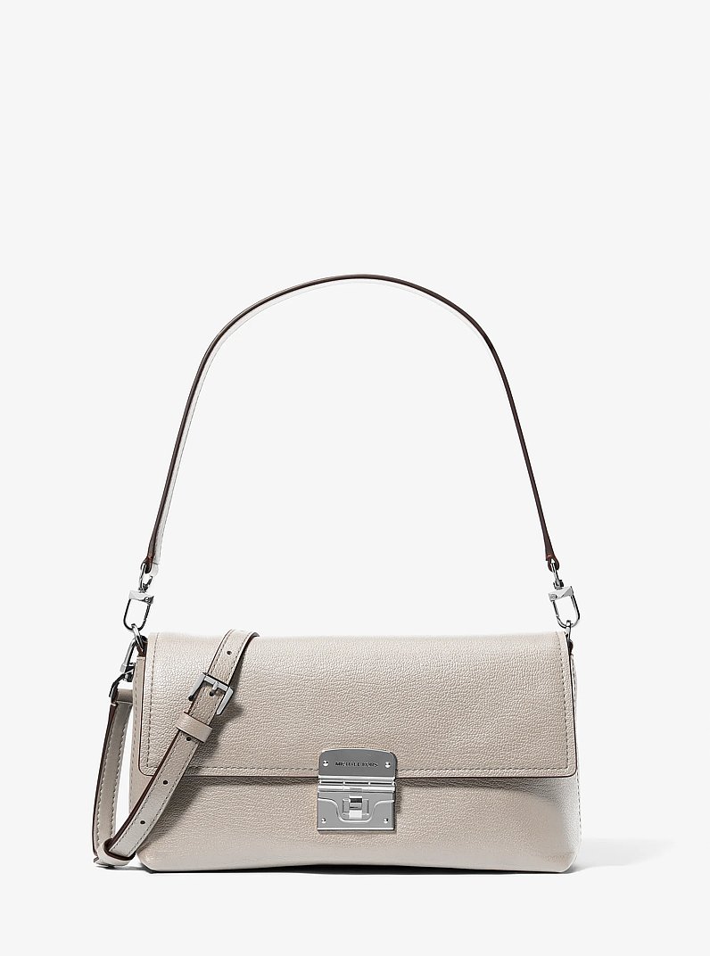 Addie Medium Leather Convertible Shoulder Bag in LIGHT SAND | Michael Kors