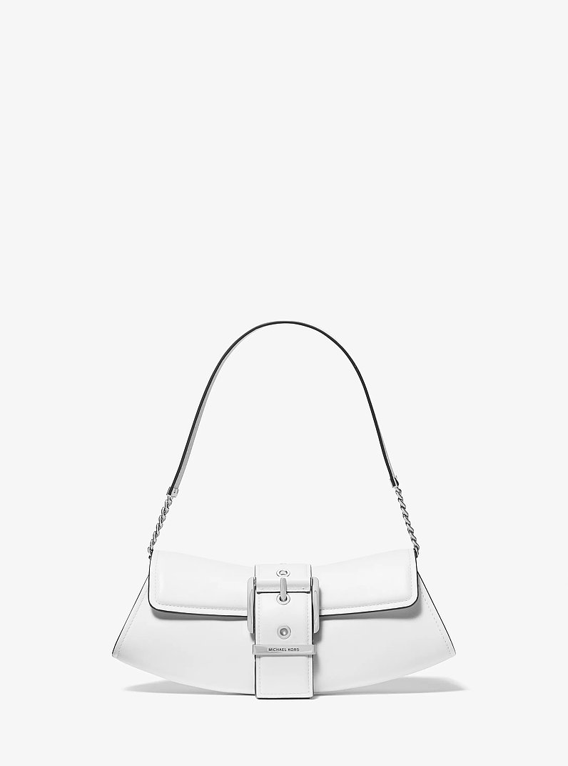 Colby Small Leather Convertible Clutch in OPTIC WHITE | Michael Kors