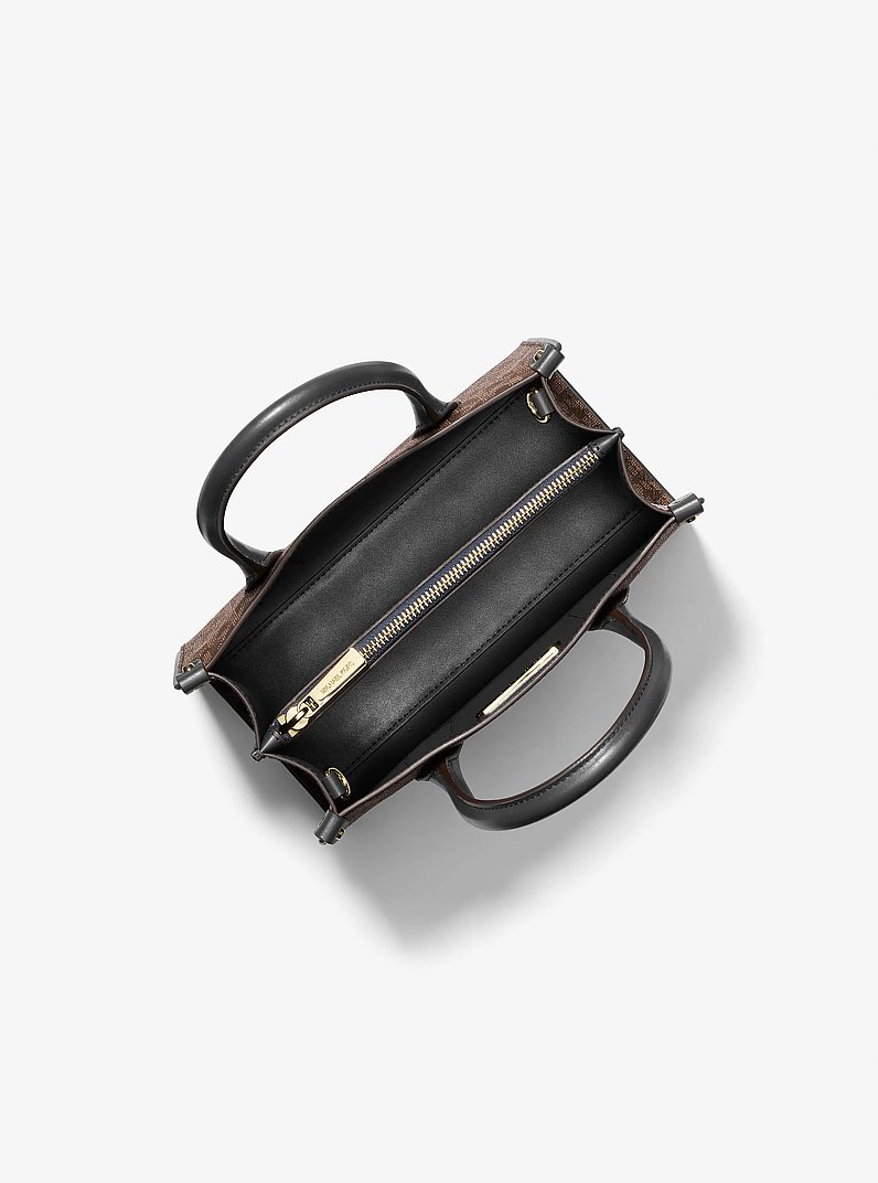 Maple Small Signature Logo Satchel in BROWN/BLK | Michael Kors