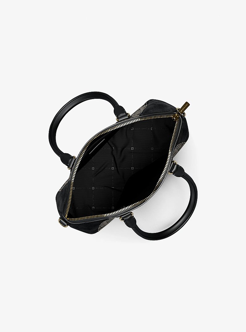 Borsa a mano Sienna piccola in pelle con logo jacquard in NERO | Michael Kors