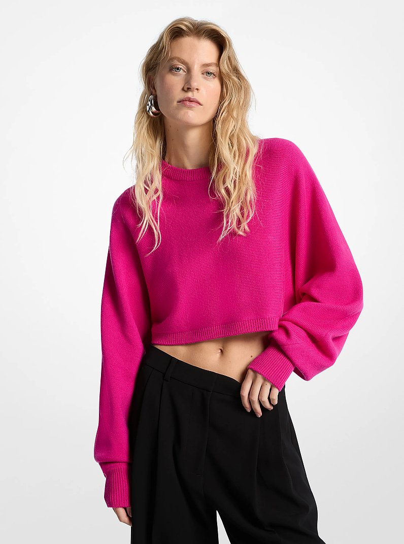 Pullover mit Dolman-&Auml;rmeln aus Wolle in LEUCHTENDES WILDBEERE | Michael Kors