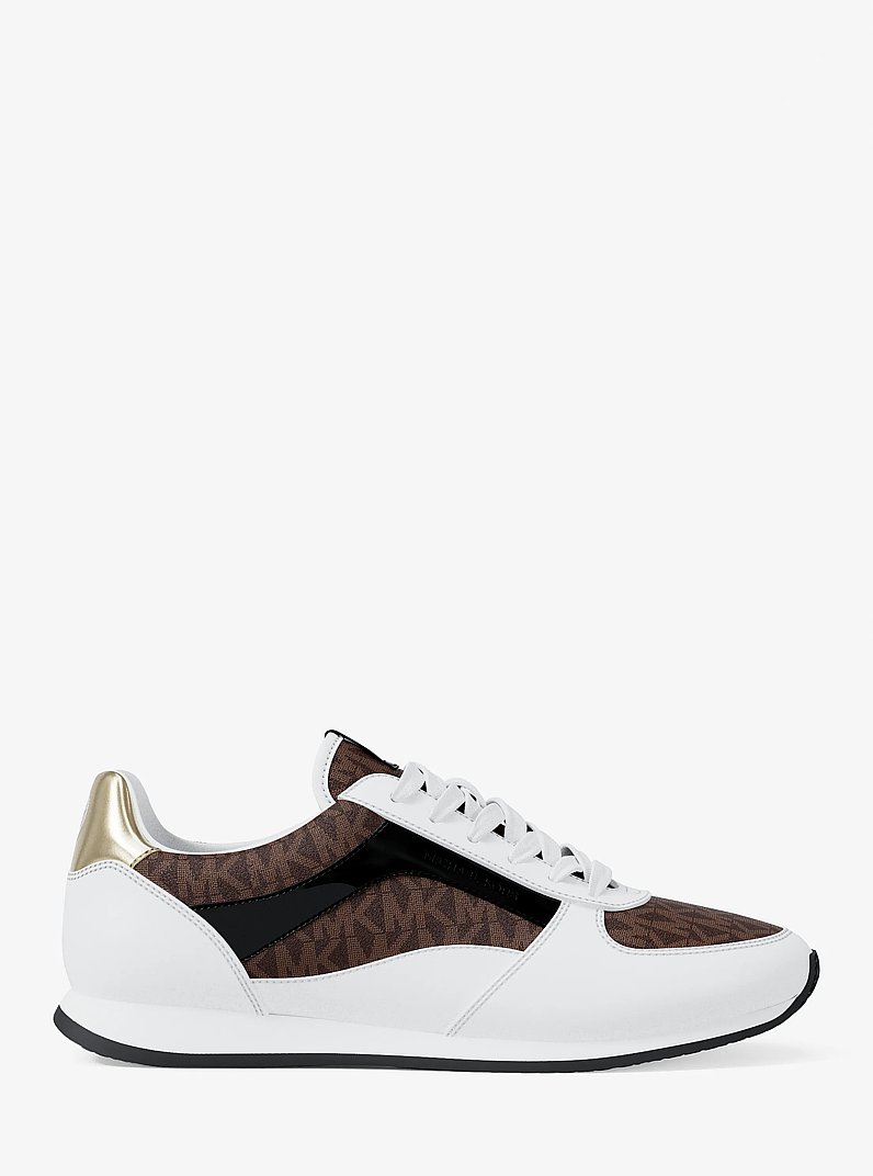 Sneaker Cindy aus glattem Material und Signature-Logostoff in BRAUN MULTI | Michael Kors