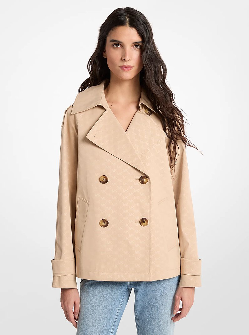 Trench-coat court tiss&eacute; &agrave; logo imprim&eacute; in CHAMOIS | Michael Kors