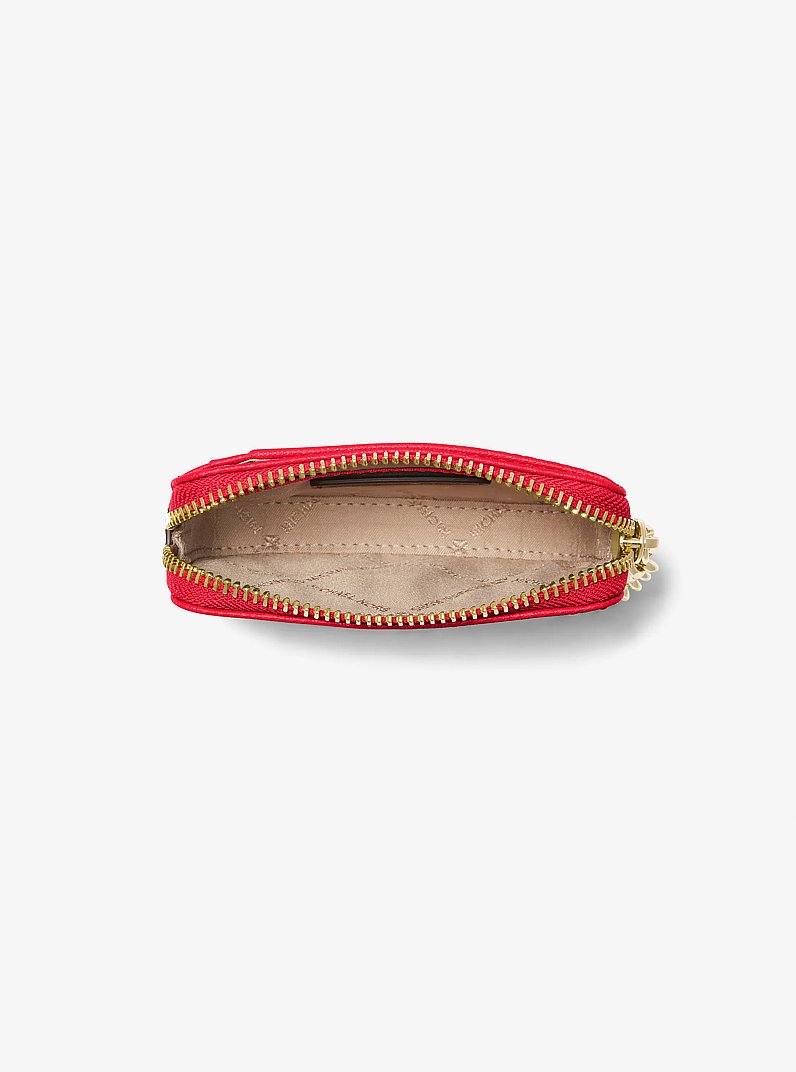 Medium Saffiano Leather Chain Card Case in DK SANGRIA | Michael Kors