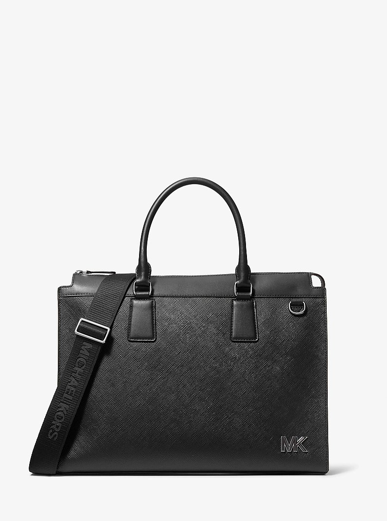 Borsa portadocumenti Edison media in pelle antigraffio in NERO | Michael Kors