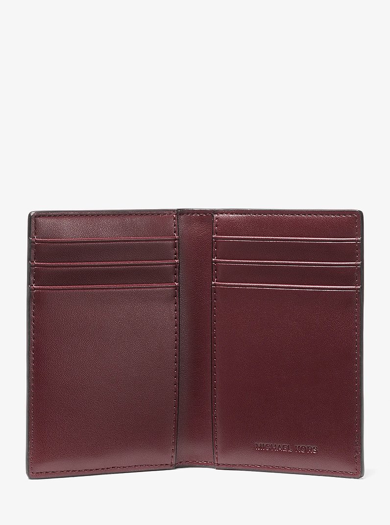 Rivington Striped Logo Bi-Fold Card Case in OXBLOOD | Michael Kors
