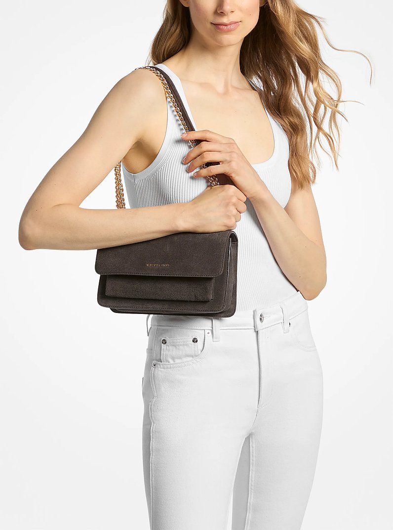 Bolso de hombro Claire grande de ante in CHOCOLATE | Michael Kors