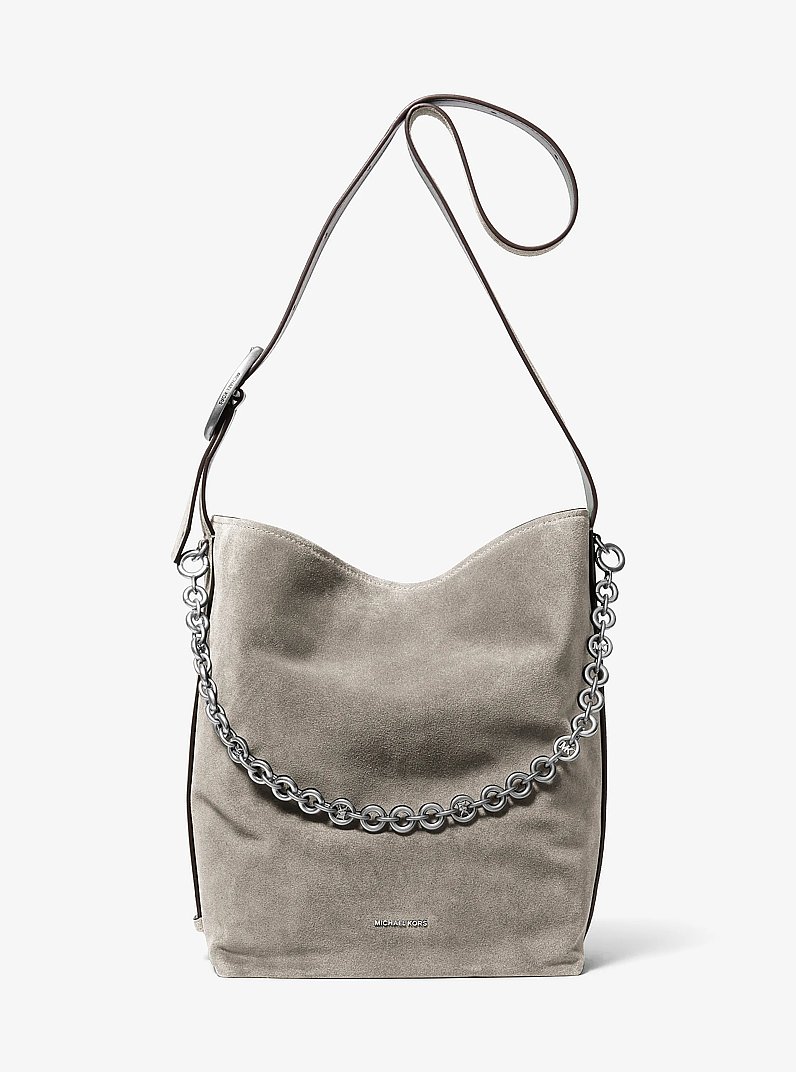 Nolita Large Suede Bucket Bag in HEATHER GREY | Michael Kors