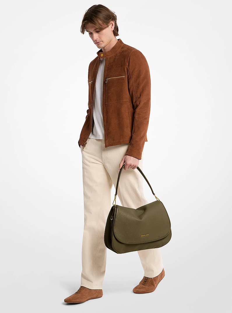 Holmes Extra-Large Pebbled Leather Convertible Messenger Bag in LODEN | Michael Kors