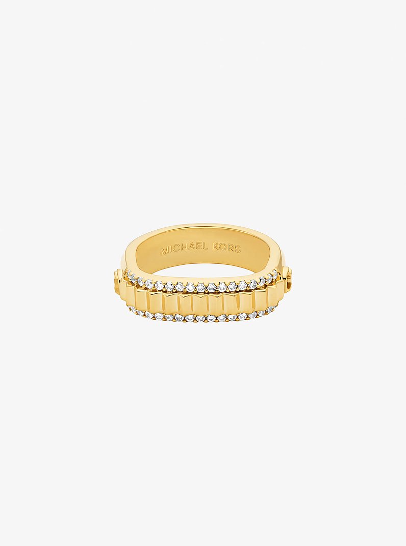 Pav&eacute; Gold-Tone Brass Ring in GOLD | Michael Kors