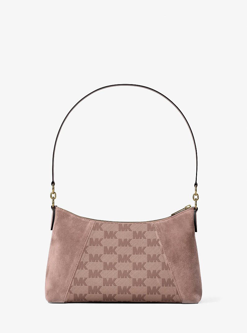 Wandelbare Umh&auml;ngetasche Sienna Medium aus Jacquard mit Logomuster und Wildleder in ZARTROSA | Michael Kors