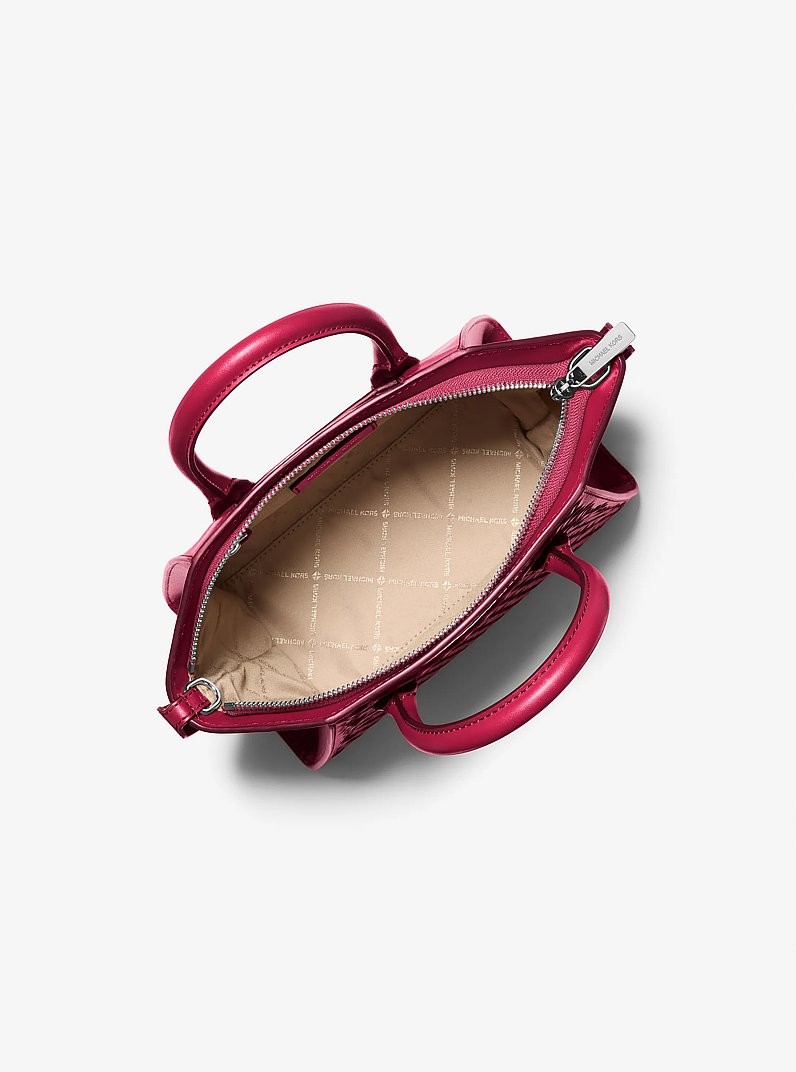 Avril Small Woven Satchel in DK RASPBERRY | Michael Kors