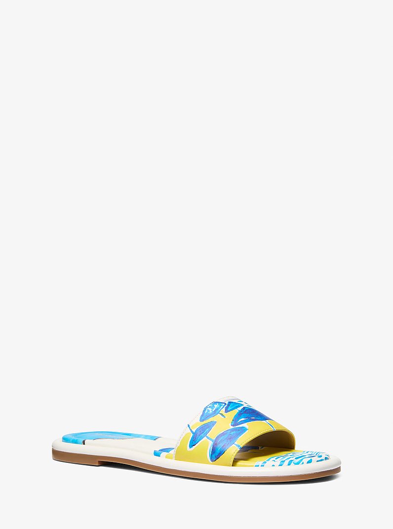 Michael Kors X Christina Zimpel Dana Slide Sandal in BLANCO INTENSO MULTICOLOR | Michael Kors