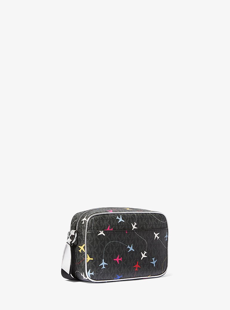 Grand sac &agrave; bandouli&egrave;re Jet Set &agrave; imprim&eacute; &agrave; logo Signature in NOIR | Michael Kors