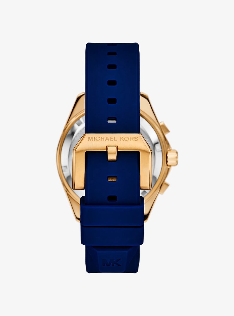 Montre Maritime surdimensionn&eacute;e de ton or et en silicone in BLEU MARINE | Michael Kors
