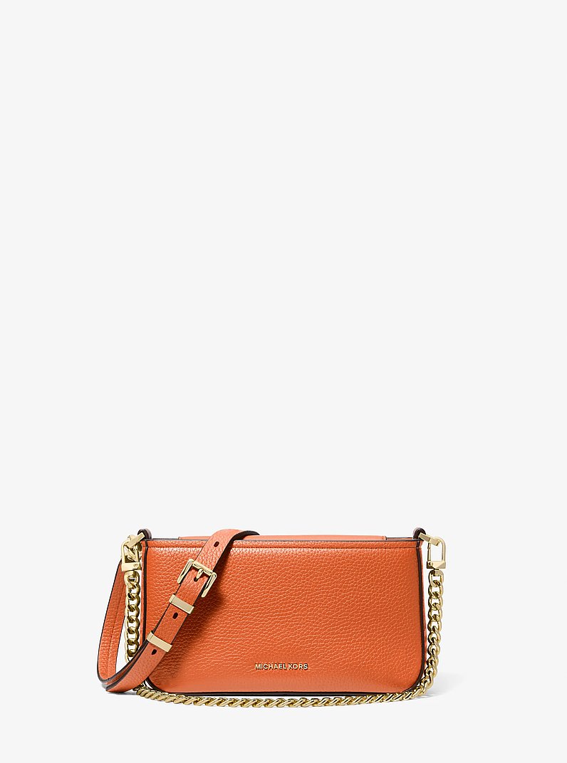 Bryant Small Pebbled Leather Convertible Pochette in ORANGE PUNCH | Michael Kors