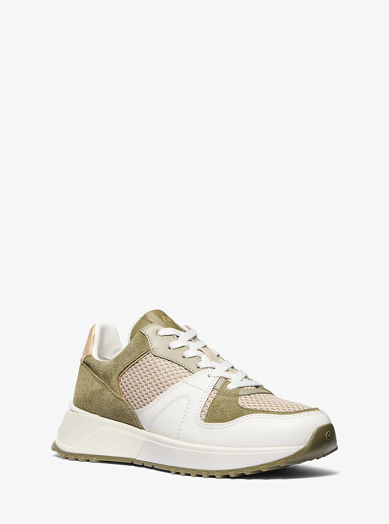 Jaime Mixed-Media Trainer in SAFARI GREEN MULTI | Michael Kors