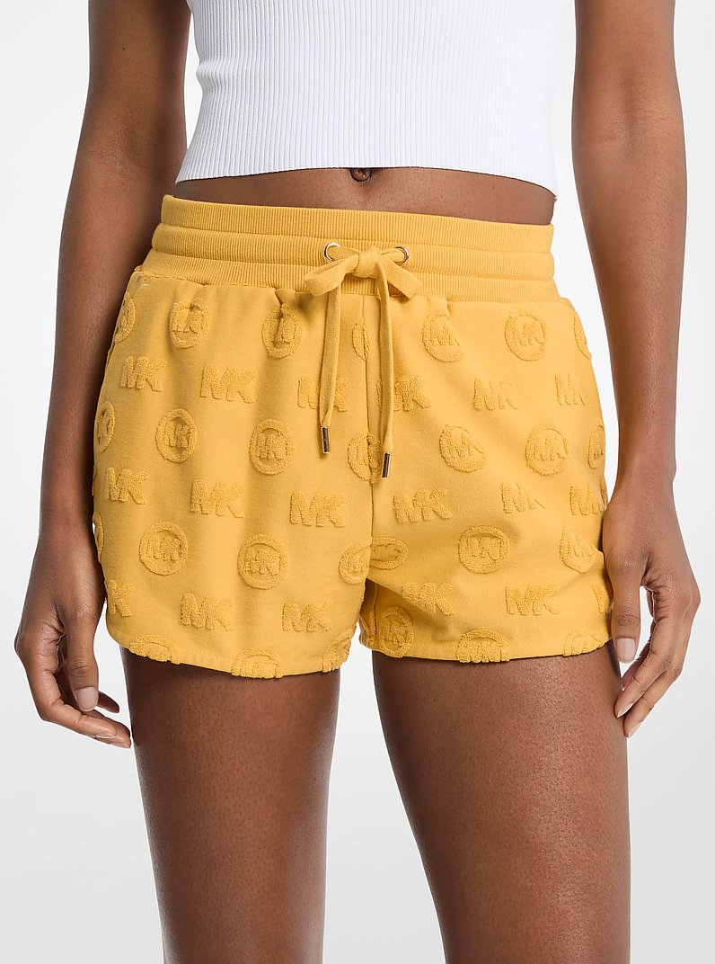 Short en jacquard et en tissu bouclette &agrave; logo in BL&Eacute; AU MIEL | Michael Kors