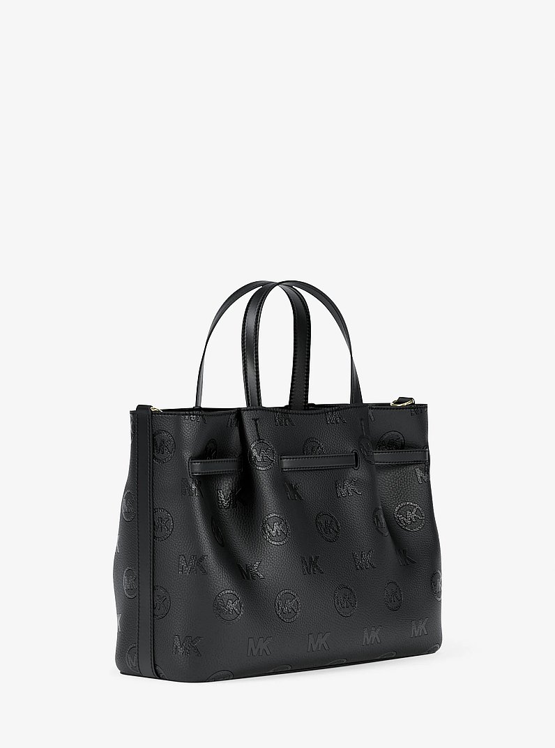 Carson Medium Logo Debossed Satchel in BLACK | Michael Kors
