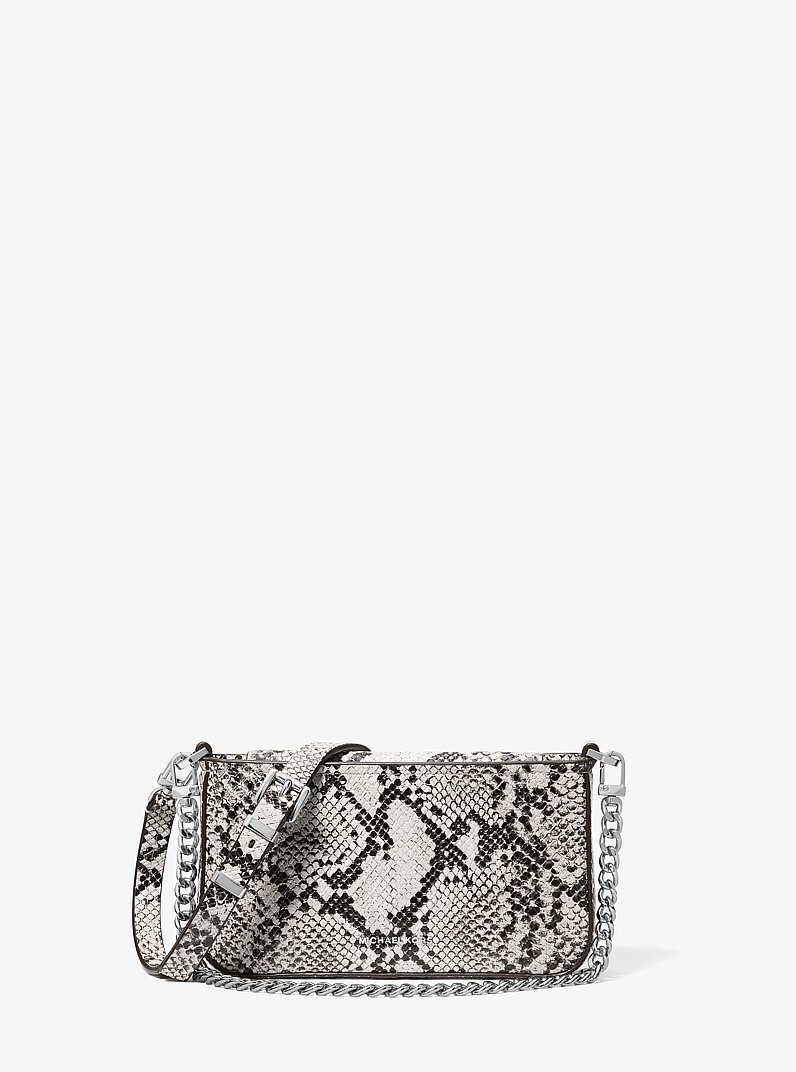 Petite pochette convertible Bryant en cuir gaufr&eacute; &agrave; motif de serpent in ALUMINIUM | Michael Kors