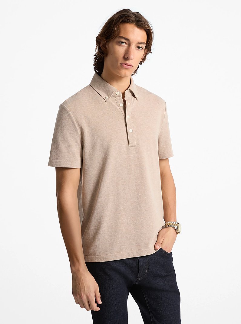 Cotton Blend Piqu&eacute; Oxford Shirt