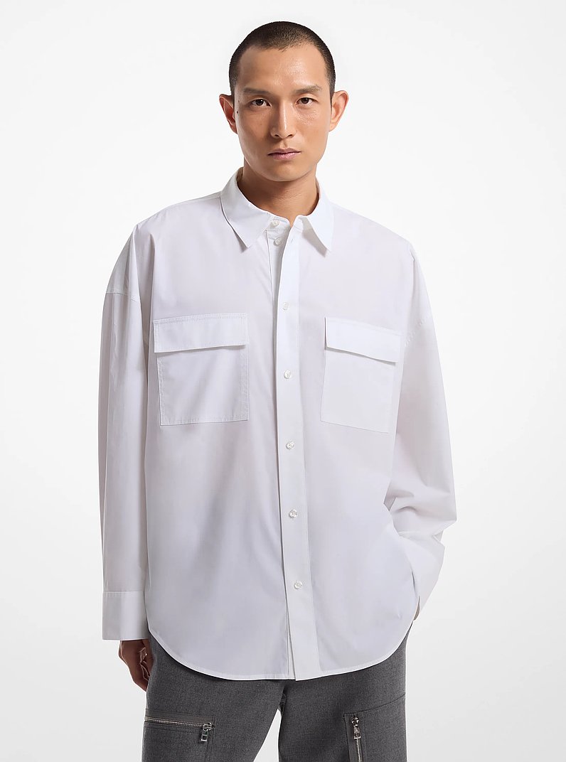 Camisa oversize de popelina de algod&oacute;n el&aacute;stica