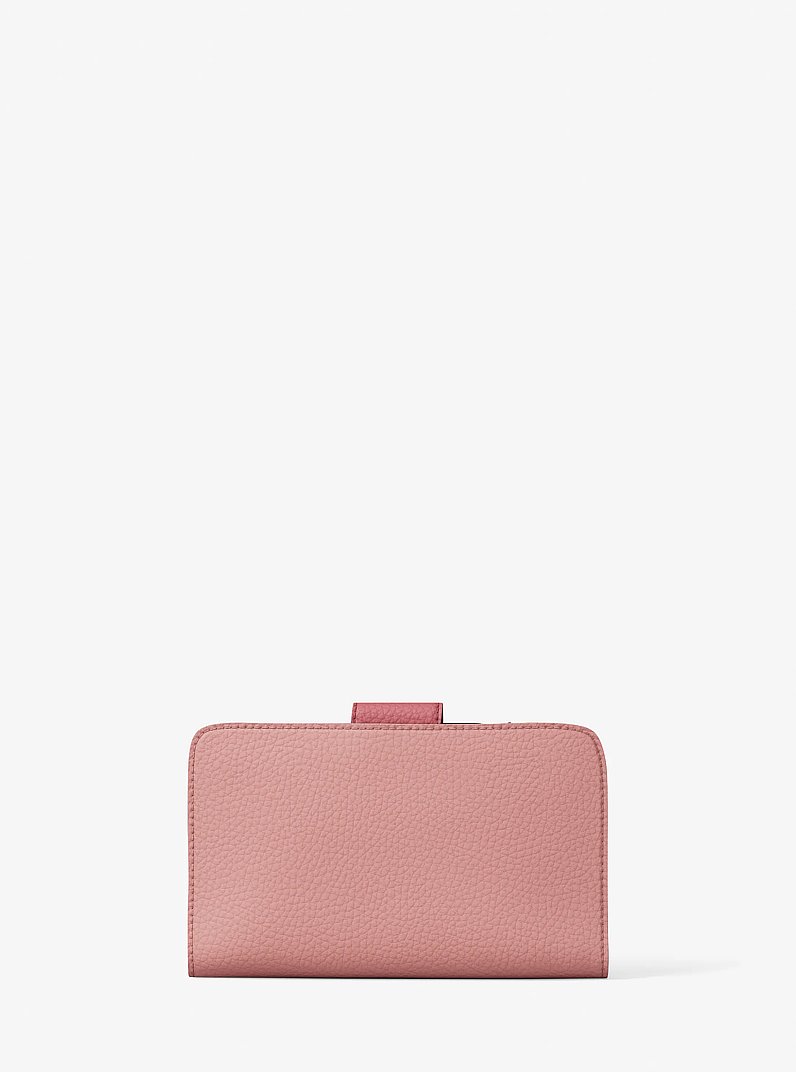 MK Pop Charm Medium Color-Block Pebbled Leather Logo Wallet