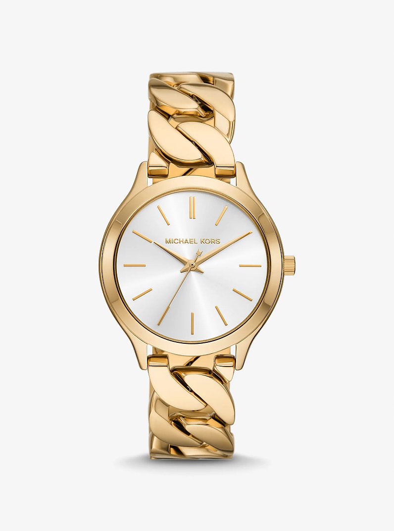 Slim Runway Gold-Tone Curb-Link Watch in GOLD | Michael Kors