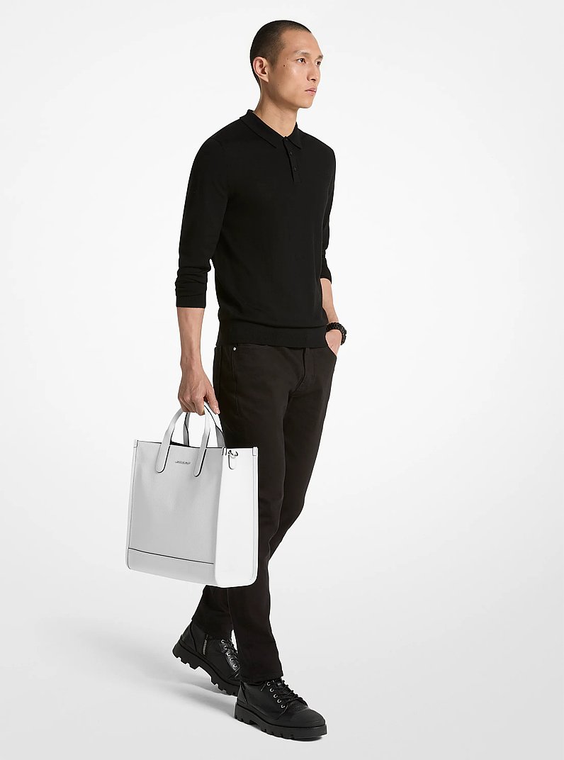 Sac fourre-tout Hudson en cuir grain&eacute; in BLANC &Eacute;CLATANT | Michael Kors