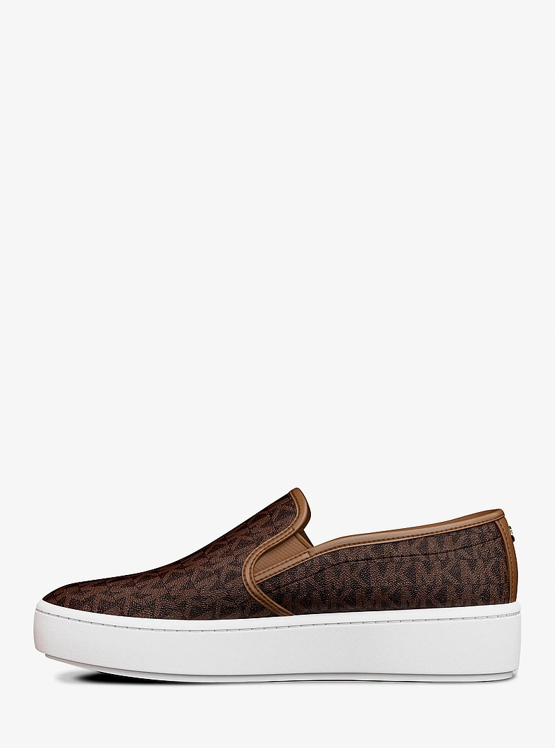 Teddi Signature Logo Slip-On Sneaker in BROWN/LUGGAGE | Michael Kors