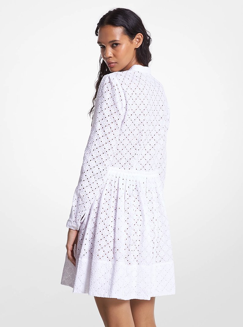 Eyelet Cotton Shirtdress in WHITE | Michael Kors