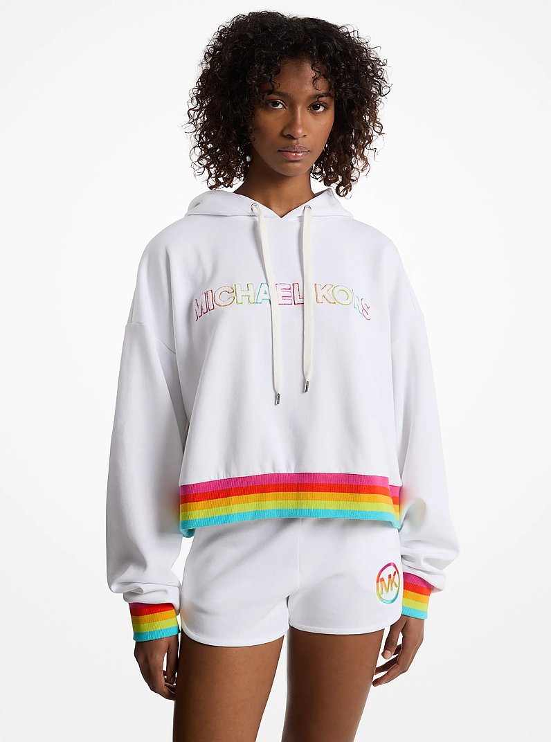 Sudadera con capucha de mezcla de algod&oacute;n con el logotipo de PRIDE in BLANCO | Michael Kors