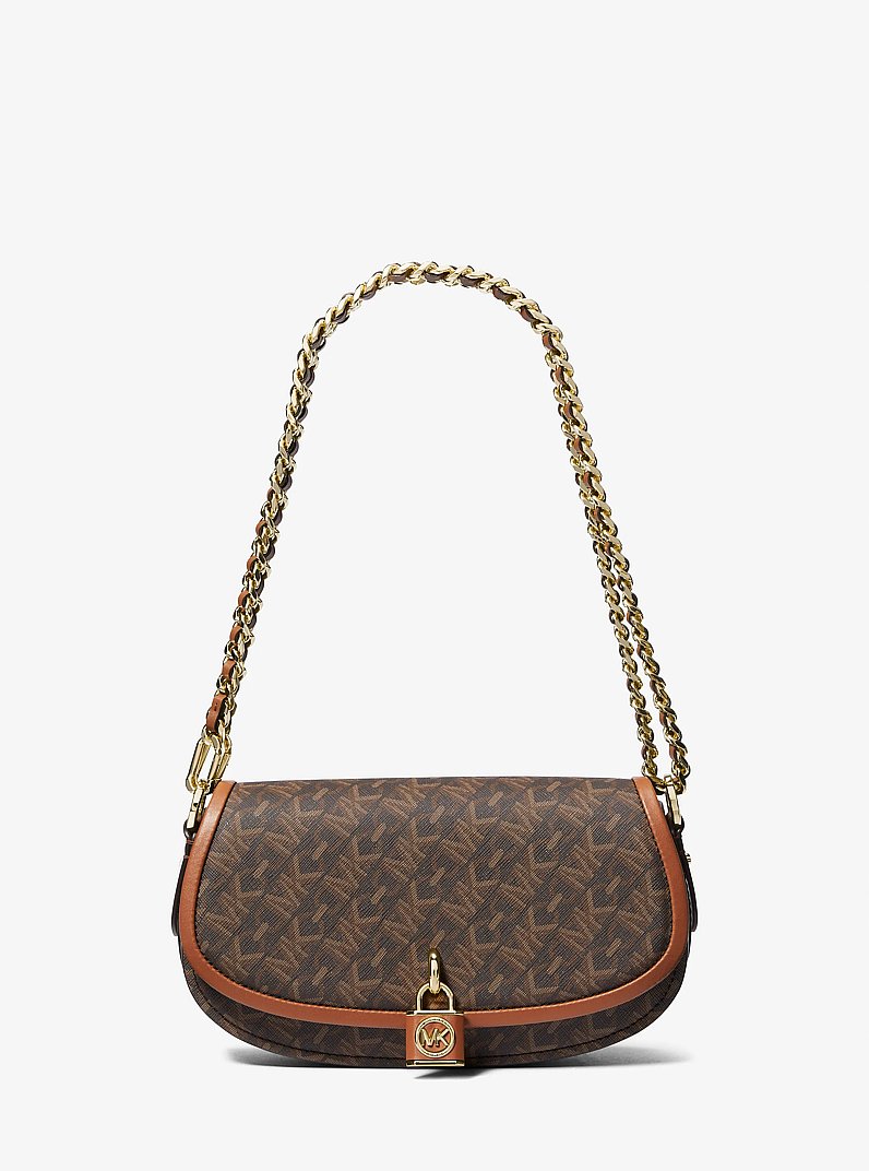 Mila Small Empire Signature Logo Shoulder Bag in BROWN/LUGGAGE | Michael Kors
