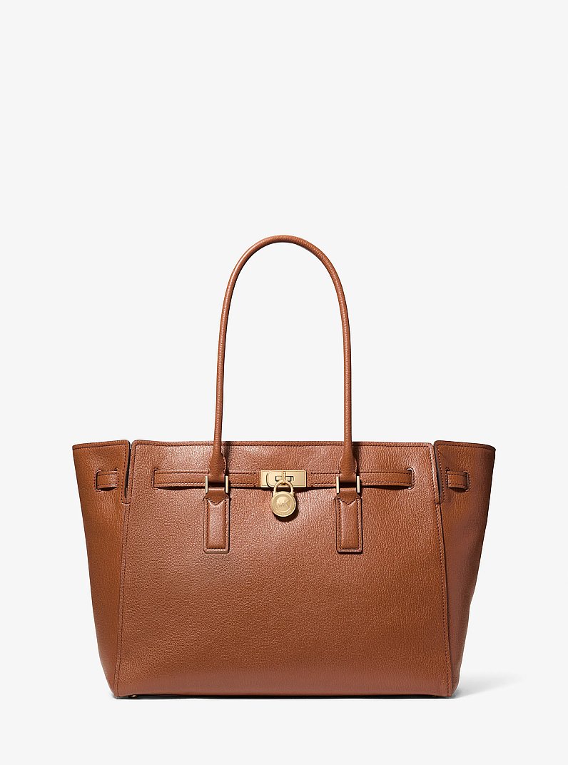 Hamilton Moderne Large Leather Tote Bag in LUGGAGE | Michael Kors
