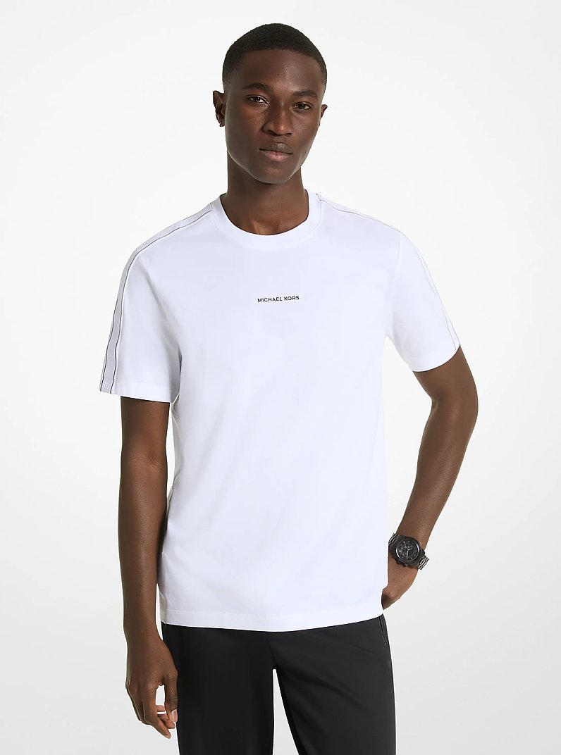 T-shirt in cotone con fettuccia con logo in BIANCO | Michael Kors