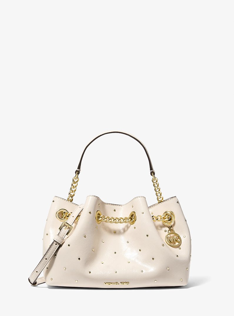 Mina Small Embellished Convertible Pochette in LT CREAM | Michael Kors