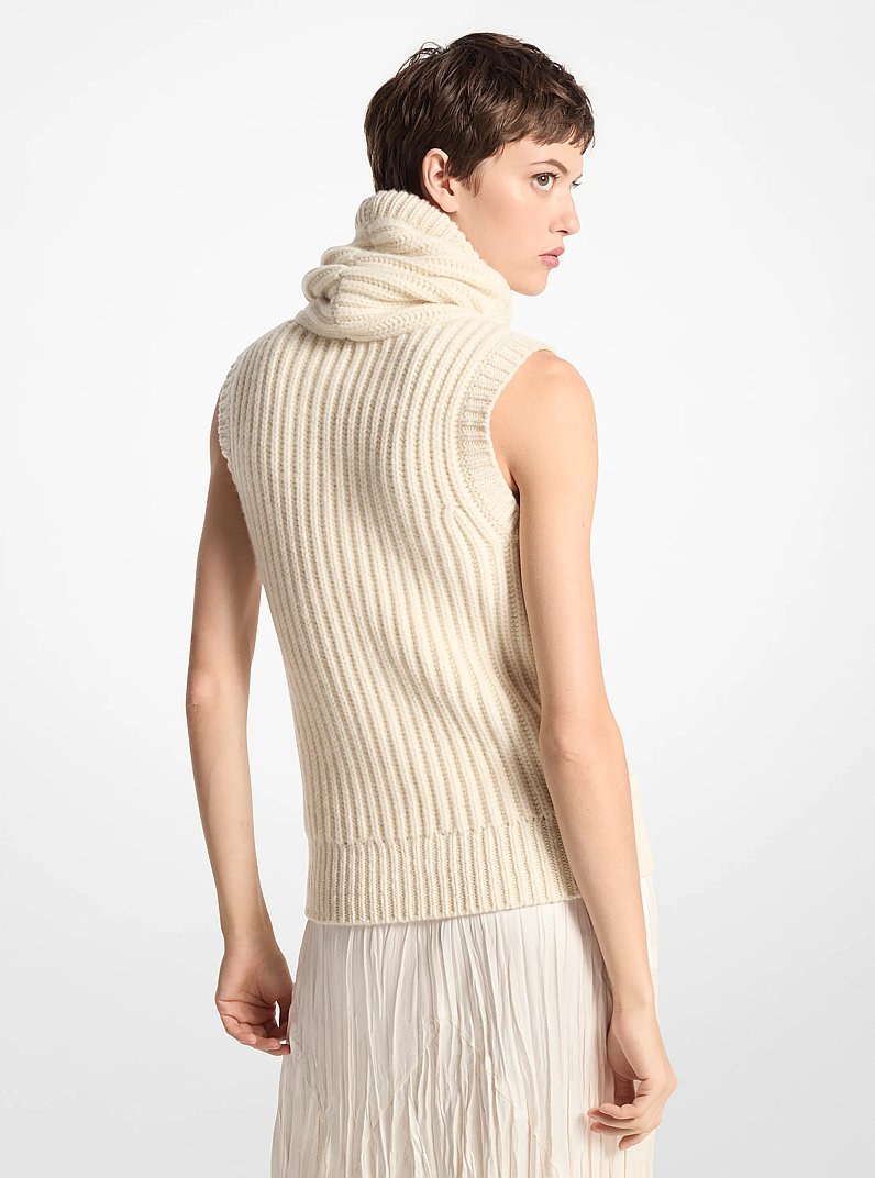 Cashmere Sleeveless Funnel-Neck Sweater in IVORY | Michael Kors