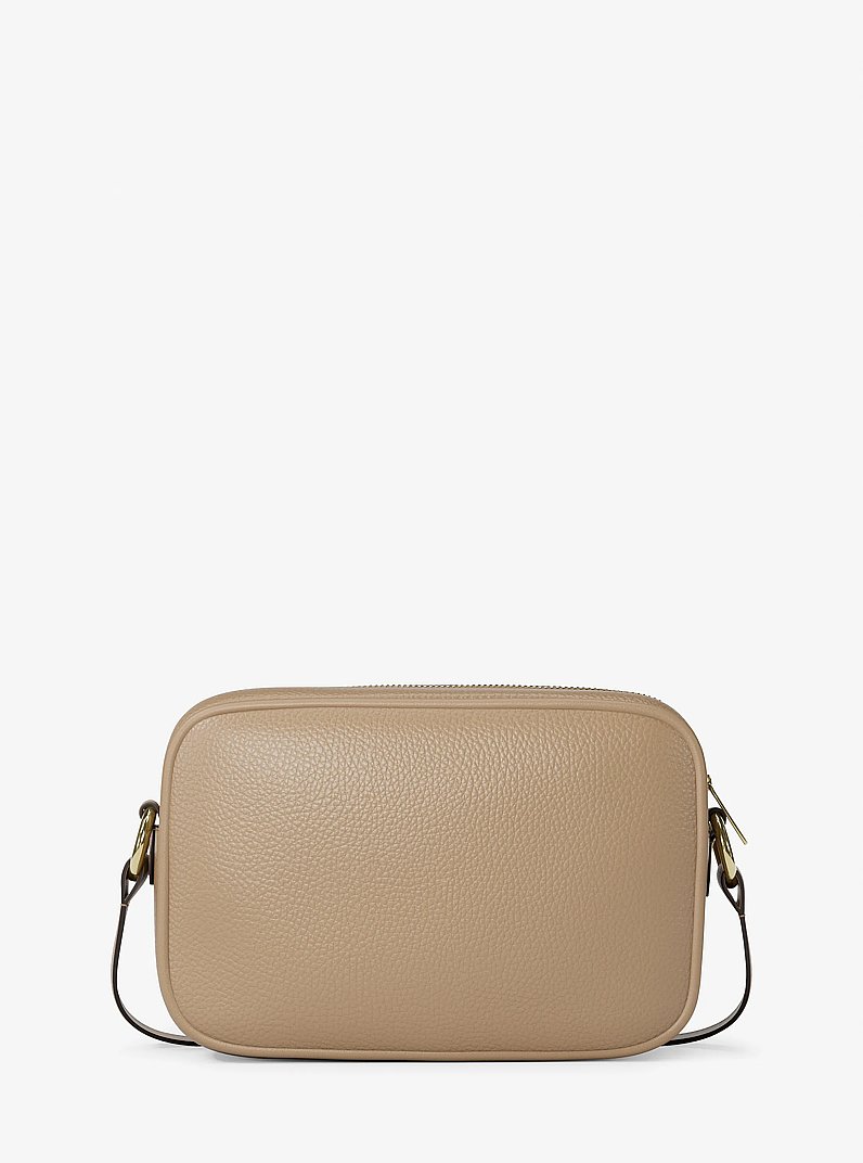 Jet Set Large Pebbled Leather Camera Crossbody Bag in CAMEL | Michael Kors