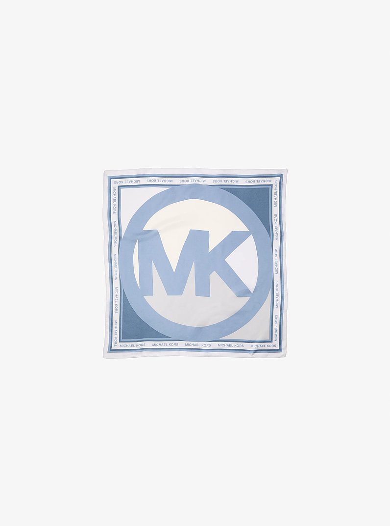 Color-Block Logo Charm Silk Bandana in CHAMBRAY | Michael Kors