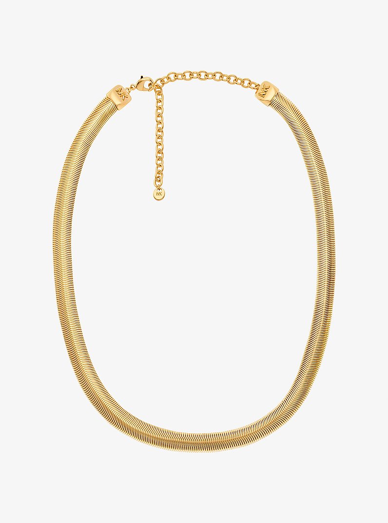 Precious Metal-Plated Brass Tubogas Snake Chain Necklace