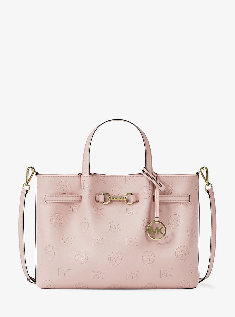 Carson Medium Logo Debossed Satchel in POWDER BLUSH | Michael Kors