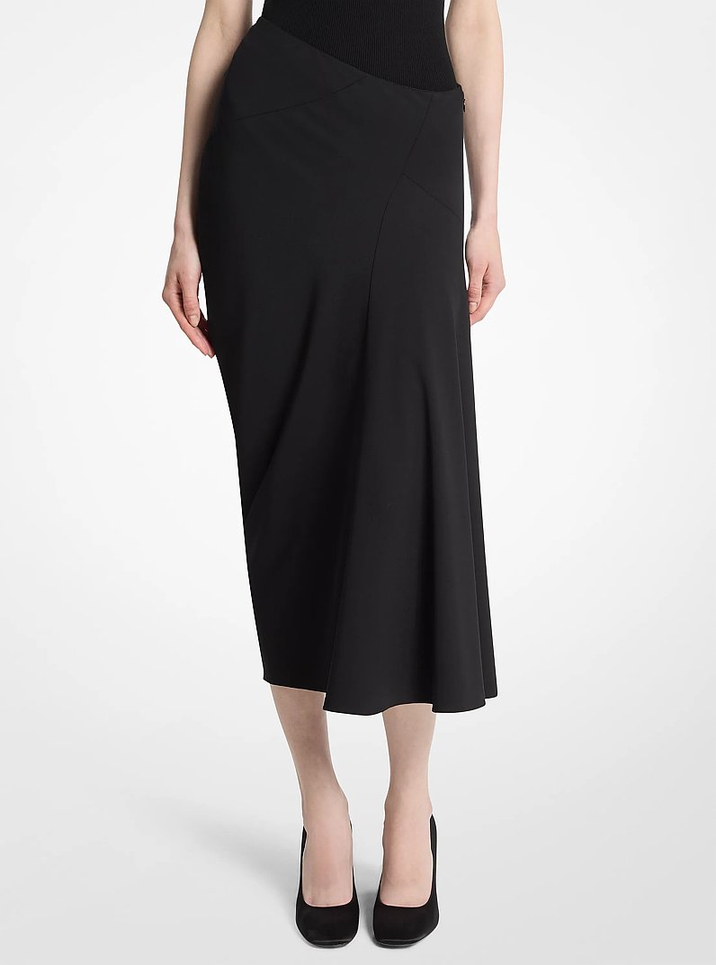Falda al bies en crep&eacute; de lana el&aacute;stica in NEGRO | Michael Kors