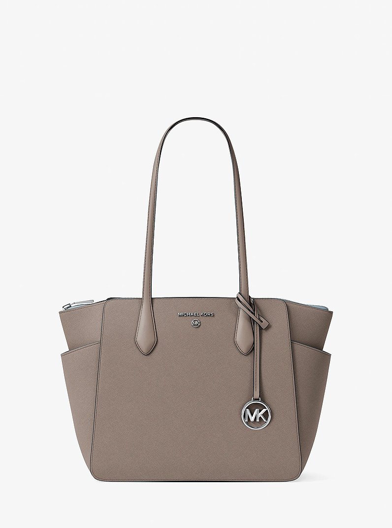 Marilyn Medium Saffiano Leather Tote Bag in MUSHROOM | Michael Kors