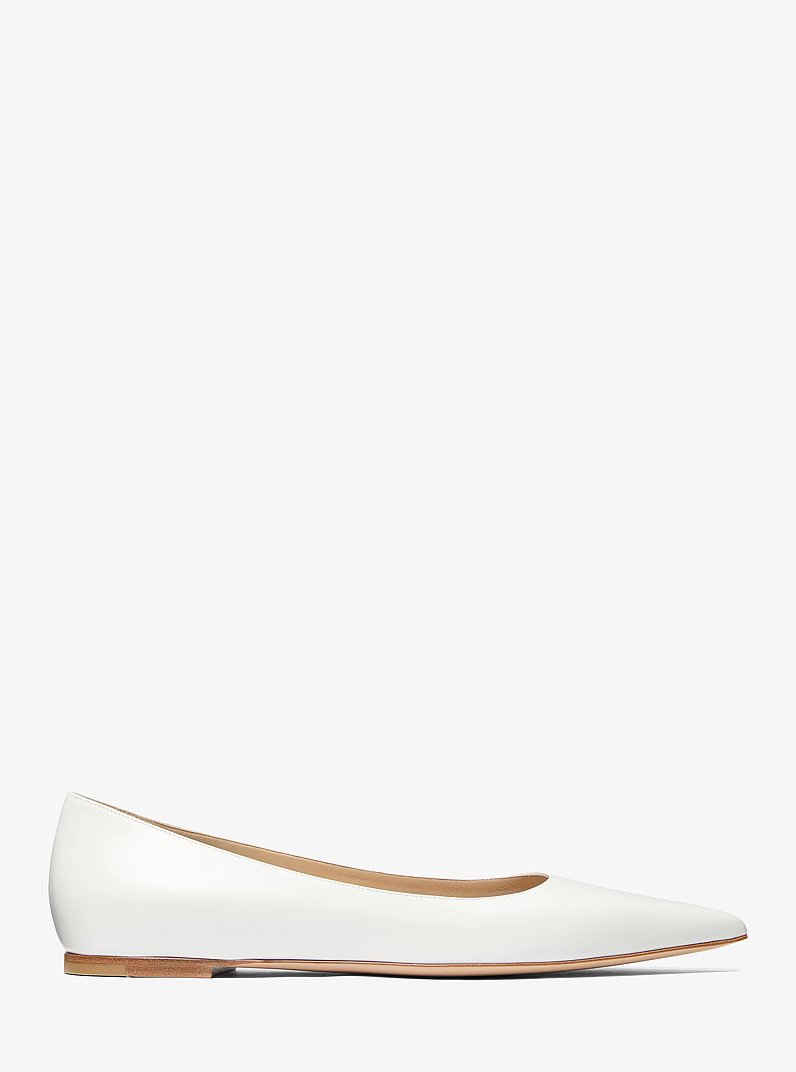 Renata Leather Skimmer Flats in OPTIC WHITE | Michael Kors